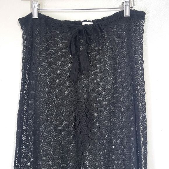 BECCA Lace Crochet See Through Split Leg Swim Cover Up Pants in Black Size M - Picture 4 of 13